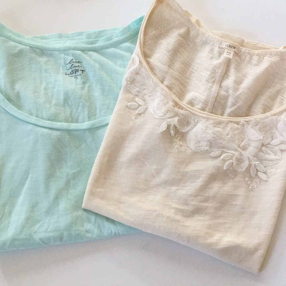 Ann Taylor LOFT Live Love & J. CREW Tees (2)